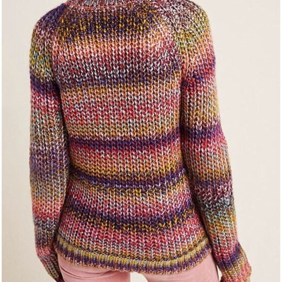 Anthropologie Women's Rainbow Knit Crew Neck Pullover Santiago Sweater Size XL - Picture 5 of 11